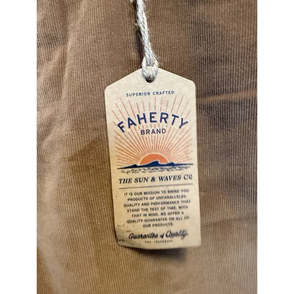 FAHERTY Pants Stretch Terry Corduroy Maple Brown Organic Size 40x32 NWT Read